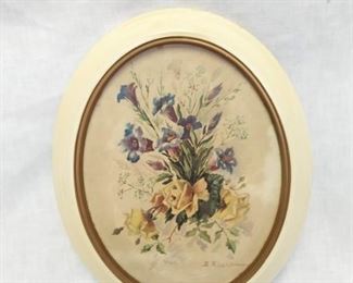 Oval Framed Flower Art