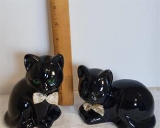 Pair of Ceramic Black Cats