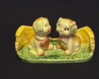 Puppy Salt Pepper Shakers on Tray