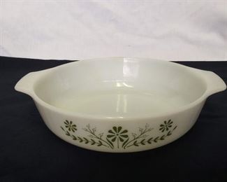 Pyrex Glasbake Casserole Dish with Green Flowers