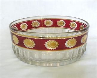Rippled Glass Bowl with Sunshine Design