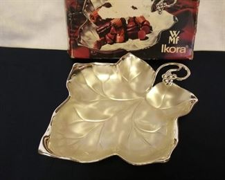 Silverplated Footed Leaf Shaped Dish