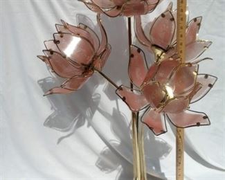 Tall Brass Glass Tulip Lamp