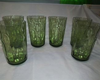 Vintage Green Glasses with Raindrop Design