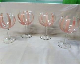 Wine Glasses Pink Stripe Design