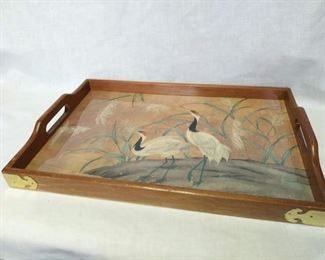Wooden Tray with Bird Design