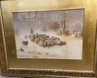 "Sheep In Winter" Francis Wheaton  W/C