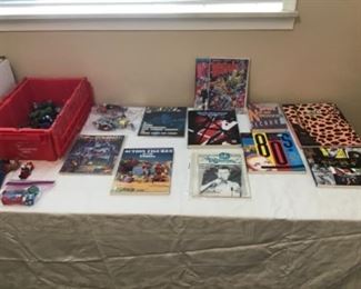Various punk rock books and action figures