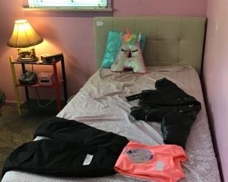 Twin bed , child’s Harley Davidson jacket