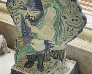 Darling ceramic old man in the sea with a mermaid.  Made in England