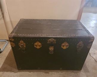 1 of 4 Antique travel trunk with travel stickers