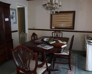 Mahogany dining  room table  and  china  cabinet