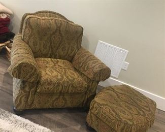 Tapestry chair and ottoman