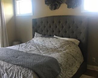 Large King sized Headboard with base, no mattress, Large metal Floral art