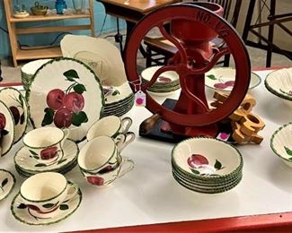 Blue Ridge Pottery "Apple Trio" Dishes and Red Grinder