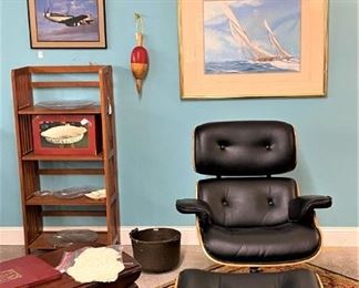 Mid-Century Style Chair and Stool, Misc. Art