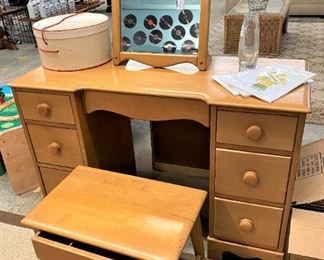 1940's Six Drawer Vanity with One Drawer Stool from the old Bowling Hardware