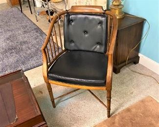 Wooden Chair with Black Leather