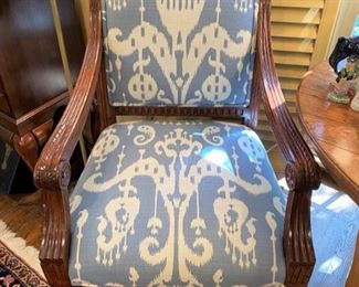 Pair of newly upholstered batik chairs