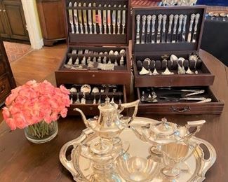 Sterling Tea/Coffee service with tray from an early Dallas, TX family