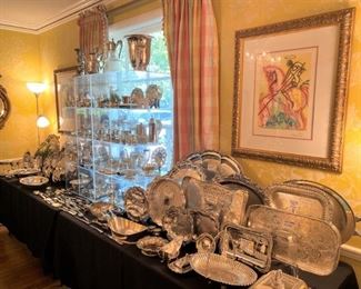 Chagall lithographs with sterling & silver plate