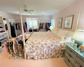 Belts, clothing, furniture, bed…main bedroom done!