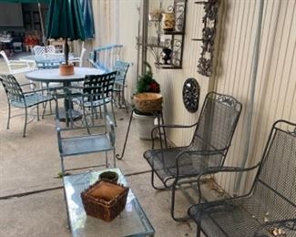 Vintage iron patio furniture; vintage Salterini rockers