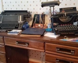 Nice desk and antique typewriters