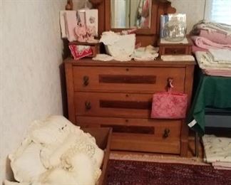 Cottage dresser, one of two handmade cradles, Bokara roomsize rug