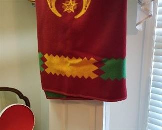 1920's Shriner blanket. His and Her Fez with box