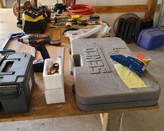 Ammunition boxes, hand tools, air hoses