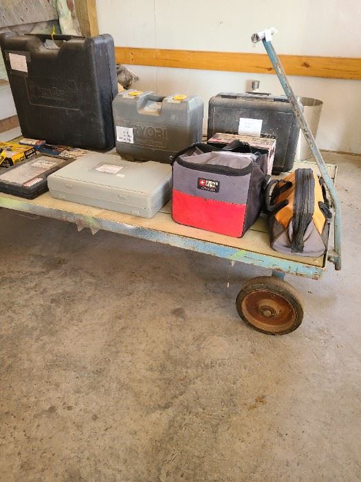 Large industrial wagon and select hand tools