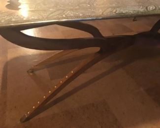 Brass tray / coffee table spider legs with inlay