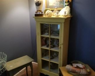 Yellow cabinet sold with all the goodies in it still available and the vintage lamp