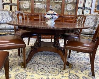 Federal Style Bird Cage Pedestal Round Dining Table. 