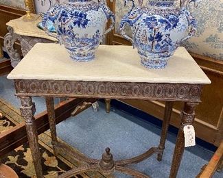 Pair of Delft urns with dragon handles