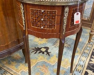 Italian inlaid demi lune cabinet.