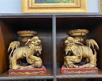 Giltwood Chinese Foo Dogs