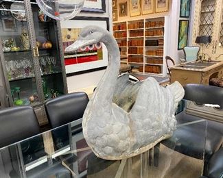 Oversize zinc swan planter