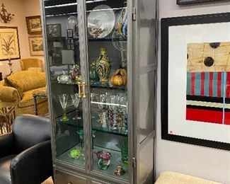 Contemporary post modern metal display cabinet.