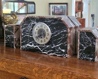 Att Deco marble clock set