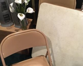 padded folding chairs & card table