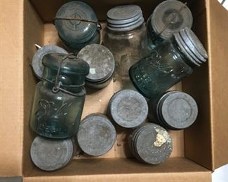 blue Ball Mason jars w/ zinc lids