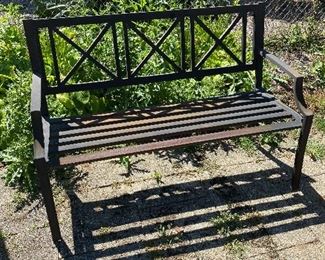 Metal outdoor bench.
