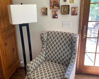 Nice armchair and lamp.