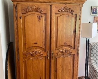 Large Pine French country style cabinet.