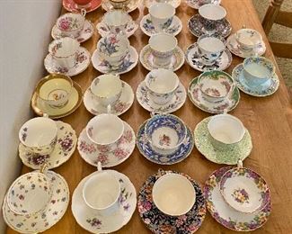 A nice collection of cups and saucers.