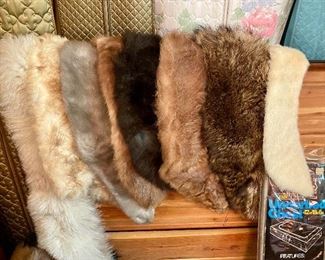 Lots of vintage fur collars.