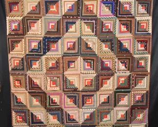 1860'S LOG CABIN BARN RAISING QUILT