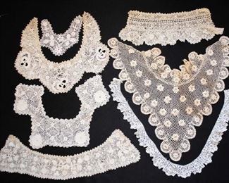 IRISH CROCHET COLLAR LACE LOT, 19TH CENTURY, 7 PIECES